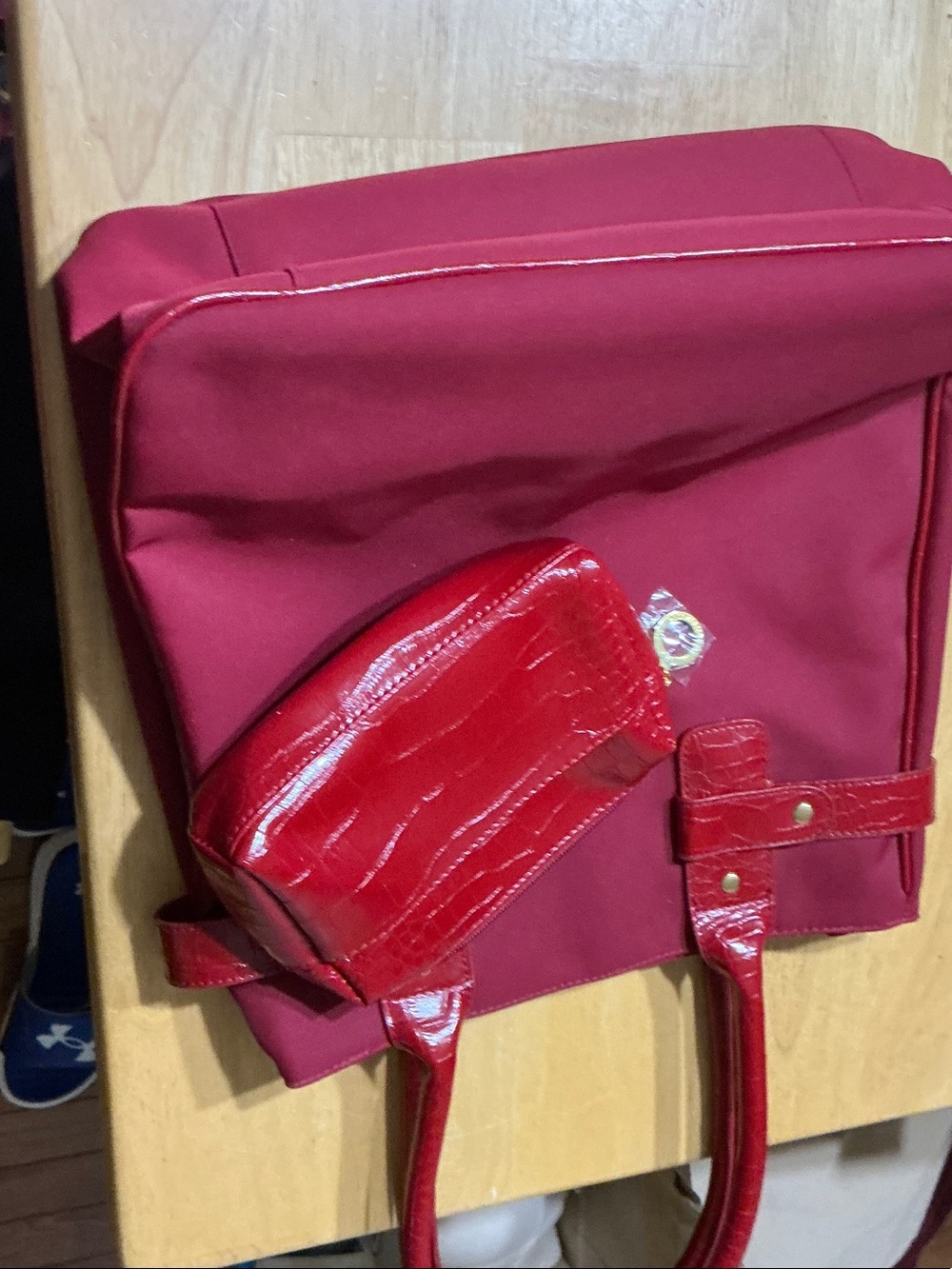 Bold Red Tote with Patent Accent Handles